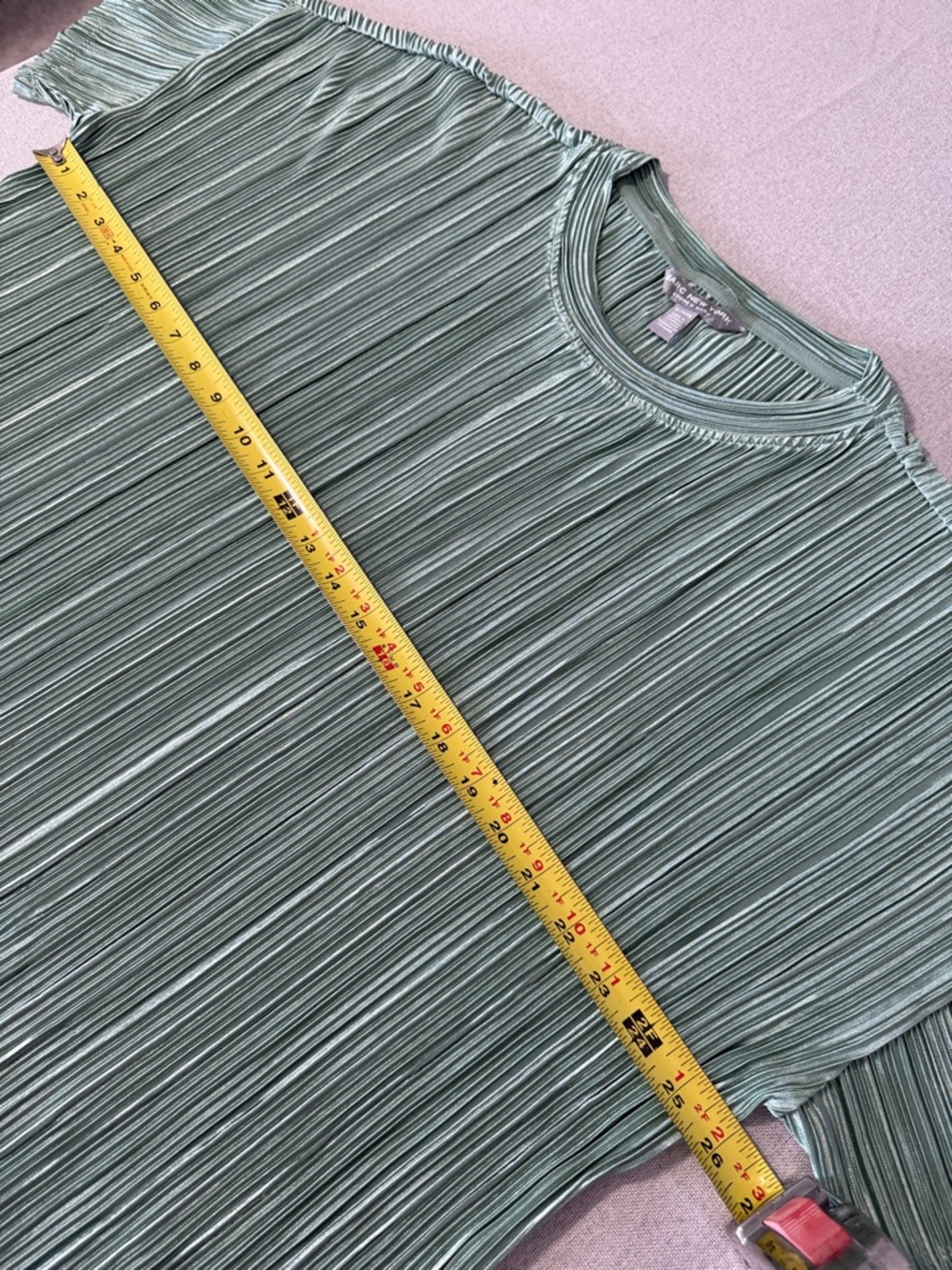 Marc New York Pleated Short-Sleeve Top in Moss Green SZXL - Picture 7 of 16